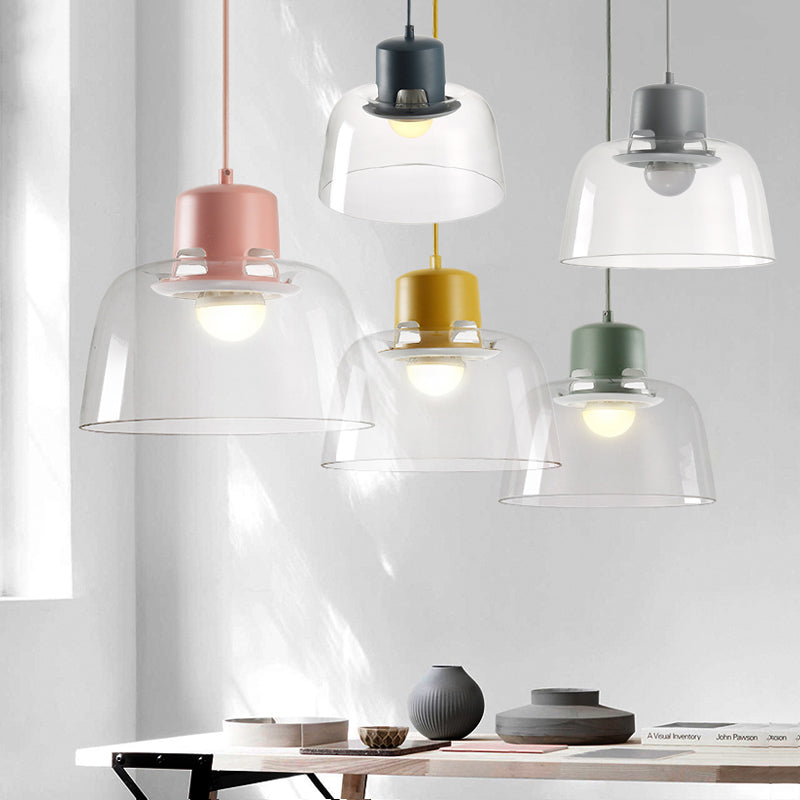 Modern Grey/Blue/Green Glass Pendant Light - 1-Light Ceiling Lamp Fixture