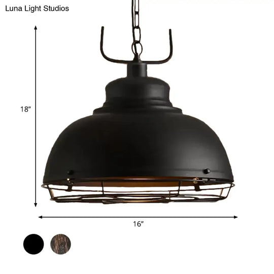 12’/14’/16’ Vintage Style Pendant Light With Handle/Dome Shade - Metallic Dining Room Hanging
