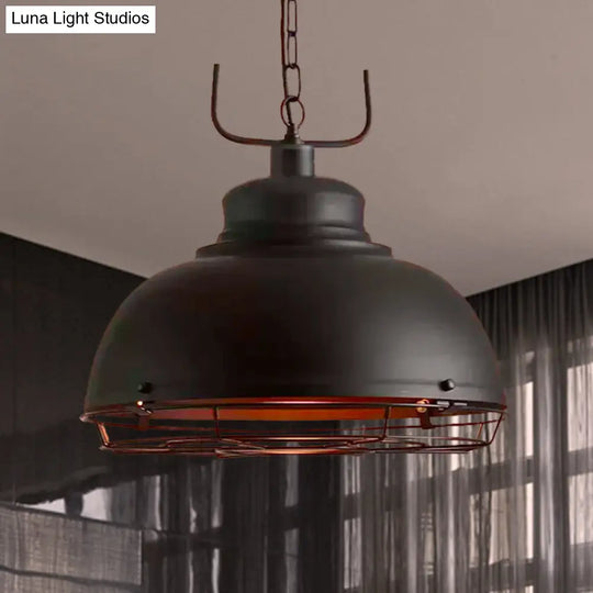 Vintage Style Pendant Light With Handle And Dome Shade 12/14/16 Dia Metallic Finish For Dining Room