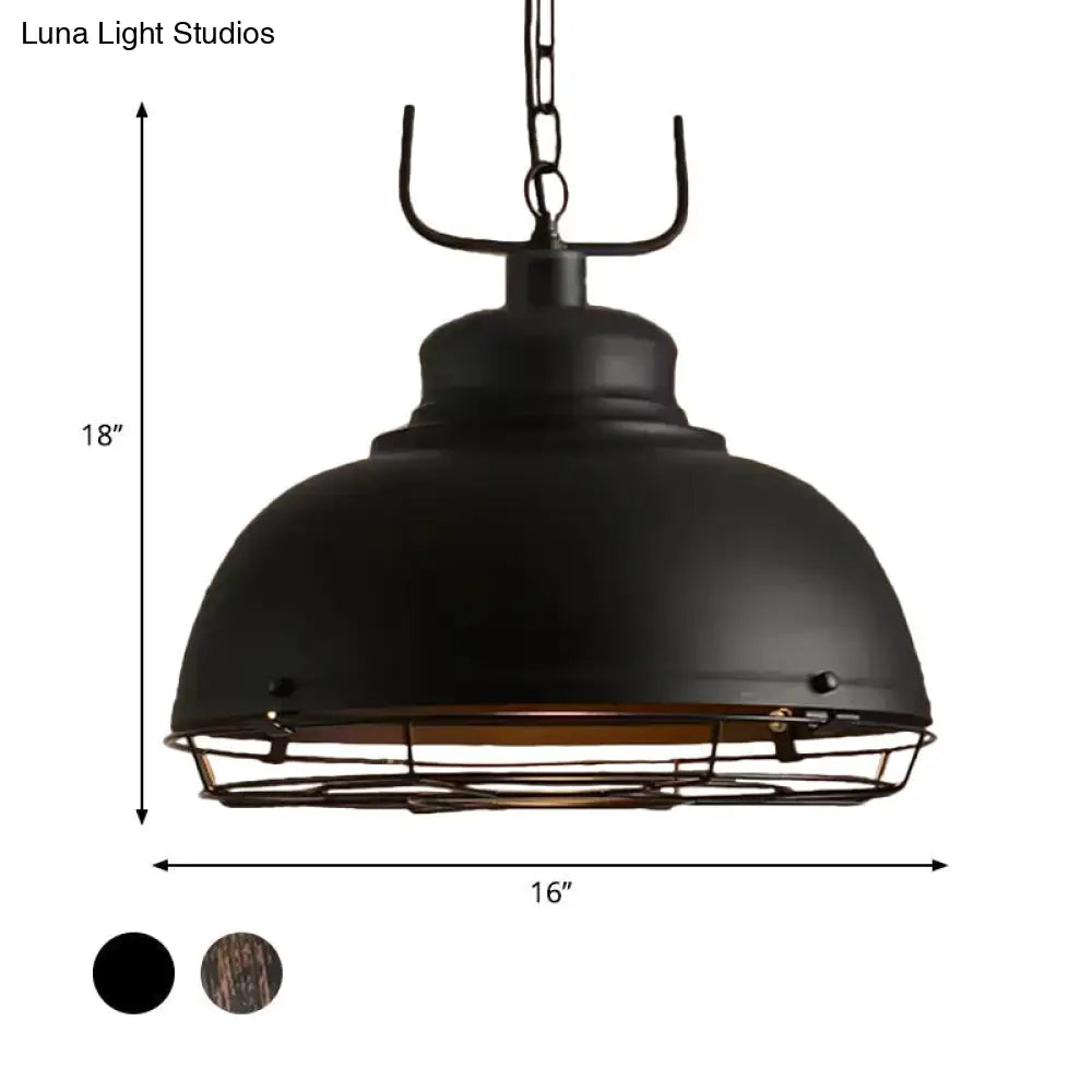 Vintage Style Pendant Light With Handle And Dome Shade 12/14/16 Dia Metallic Finish For Dining Room