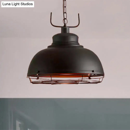 12’/14’/16’ Vintage Style Pendant Light With Handle/Dome Shade - Metallic Dining Room Hanging
