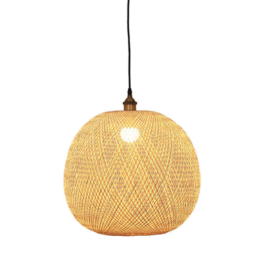 12’/14’/21.5’ Asian Beige Pendant Lamp With Bamboo Shade - Dining Room Suspension Light / 18’