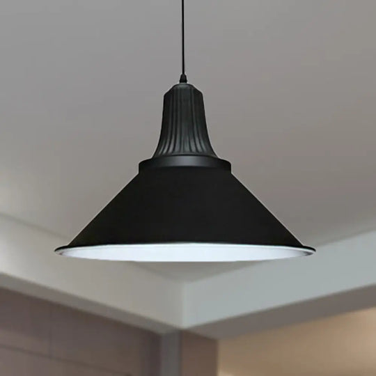 12’/14’ Retro Style Extendable Cone Shade Metal Pendant Light 1-Head Indoor Ceiling Hanging In