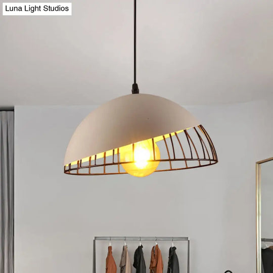 12’/14’ Retro Style Hanging Pendant Light With Metal Bowl Design - Black/Gray Finish For Dining