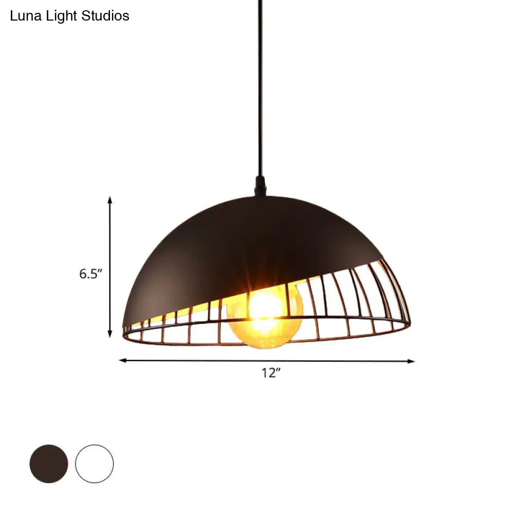 12’/14’ Retro Style Hanging Pendant Light With Metal Bowl Design - Black/Gray Finish For Dining