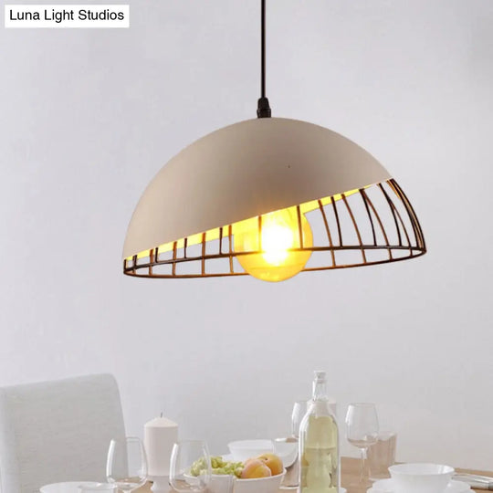 Retro Style Metal Pendant Hanging Light: 12/14 Width 1 Head Bowl Black/Gray Finish - Ideal For