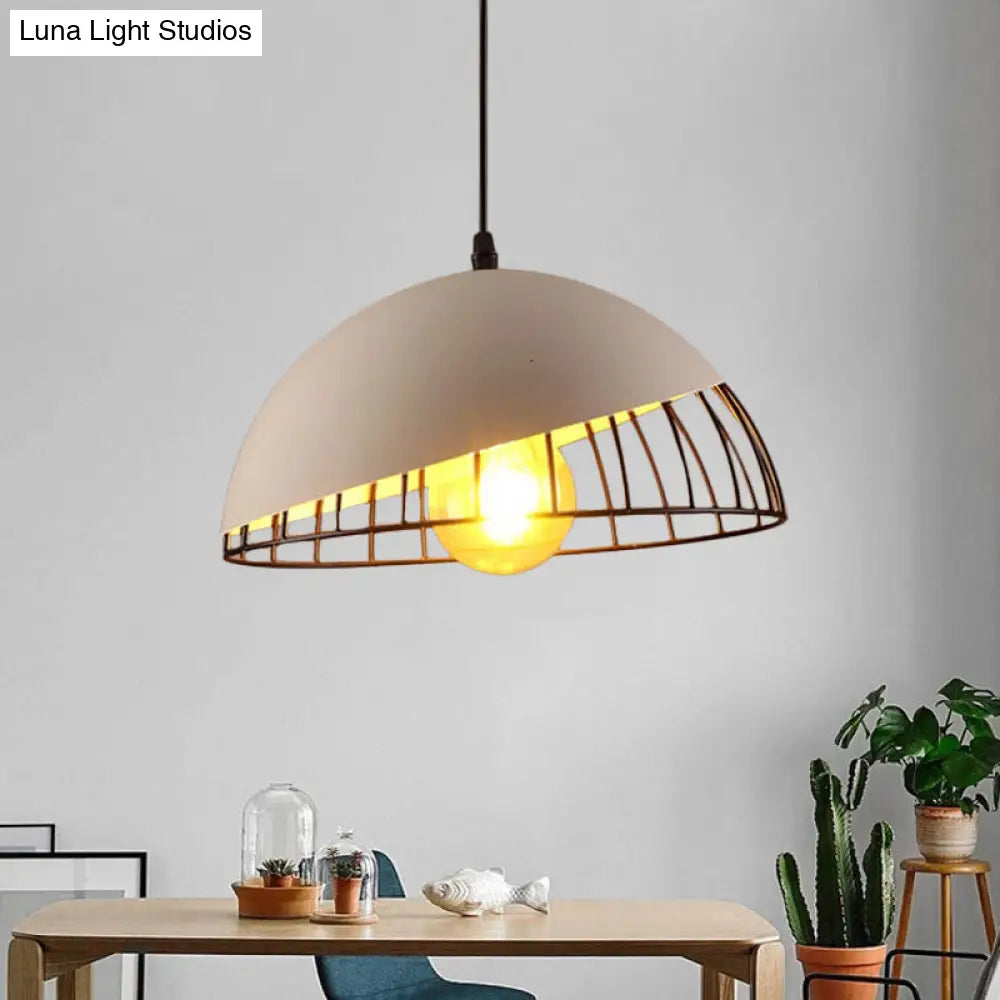 Retro Style Metal Pendant Hanging Light: 12/14 Width 1 Head Bowl Black/Gray Finish - Ideal For