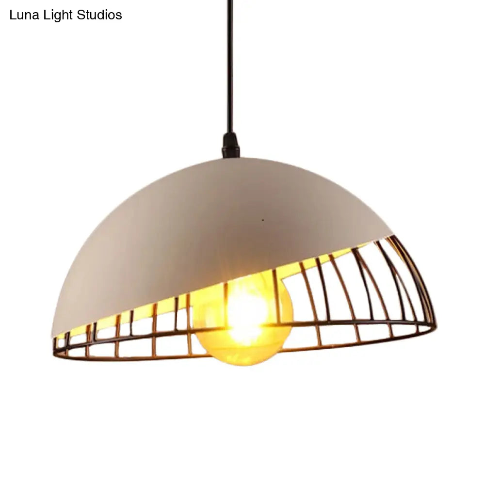 12’/14’ Retro Style Hanging Pendant Light With Metal Bowl Design - Black/Gray Finish For Dining