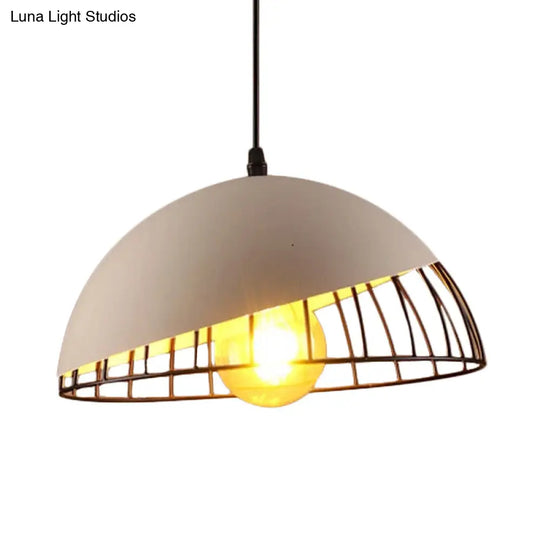 12’/14’ Retro Style Hanging Pendant Light With Metal Bowl Design - Black/Gray Finish For Dining