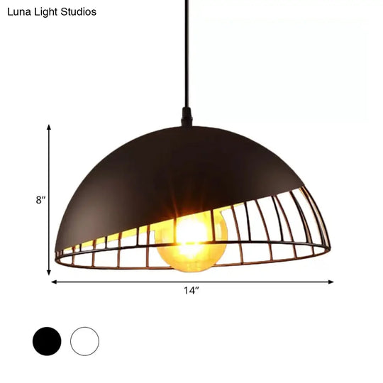 12’/14’ Retro Style Hanging Pendant Light With Metal Bowl Design - Black/Gray Finish For Dining