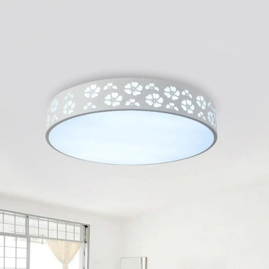 12’/16’/19.5’ Carved Flower Flush Light Led Ceiling Lamp - Modern Metallic Design With