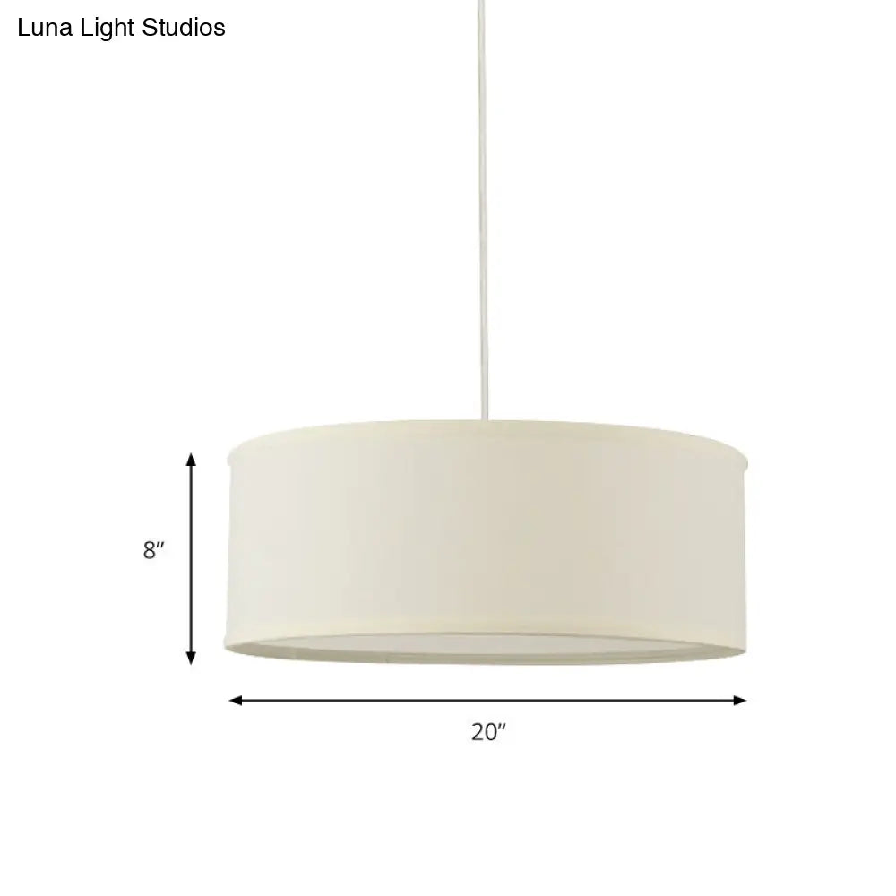 Contemporary White Led Hanging Pendant Lamp - 12/16/19.5 Dia Cylinder Suspension