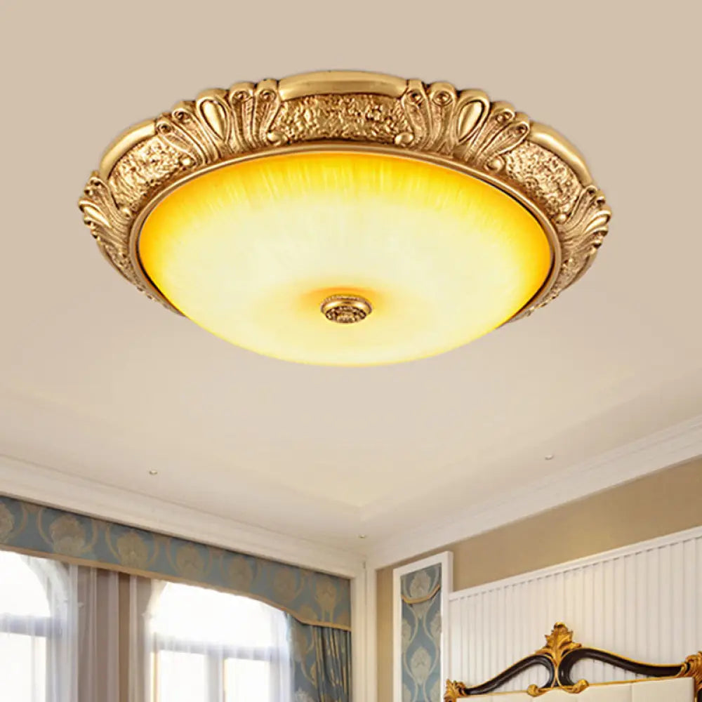 12’/16’/19.5’ Led Flush Mount Ceiling Light In Gold With Amber Glass / 12’