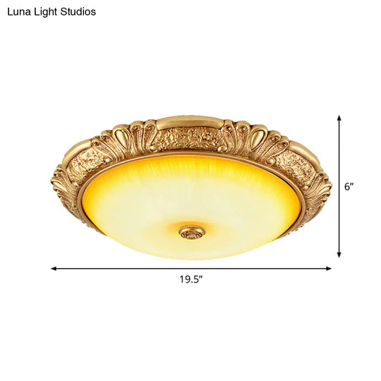 12’/16’/19.5’ Led Flush Mount Ceiling Light In Gold With Amber Glass