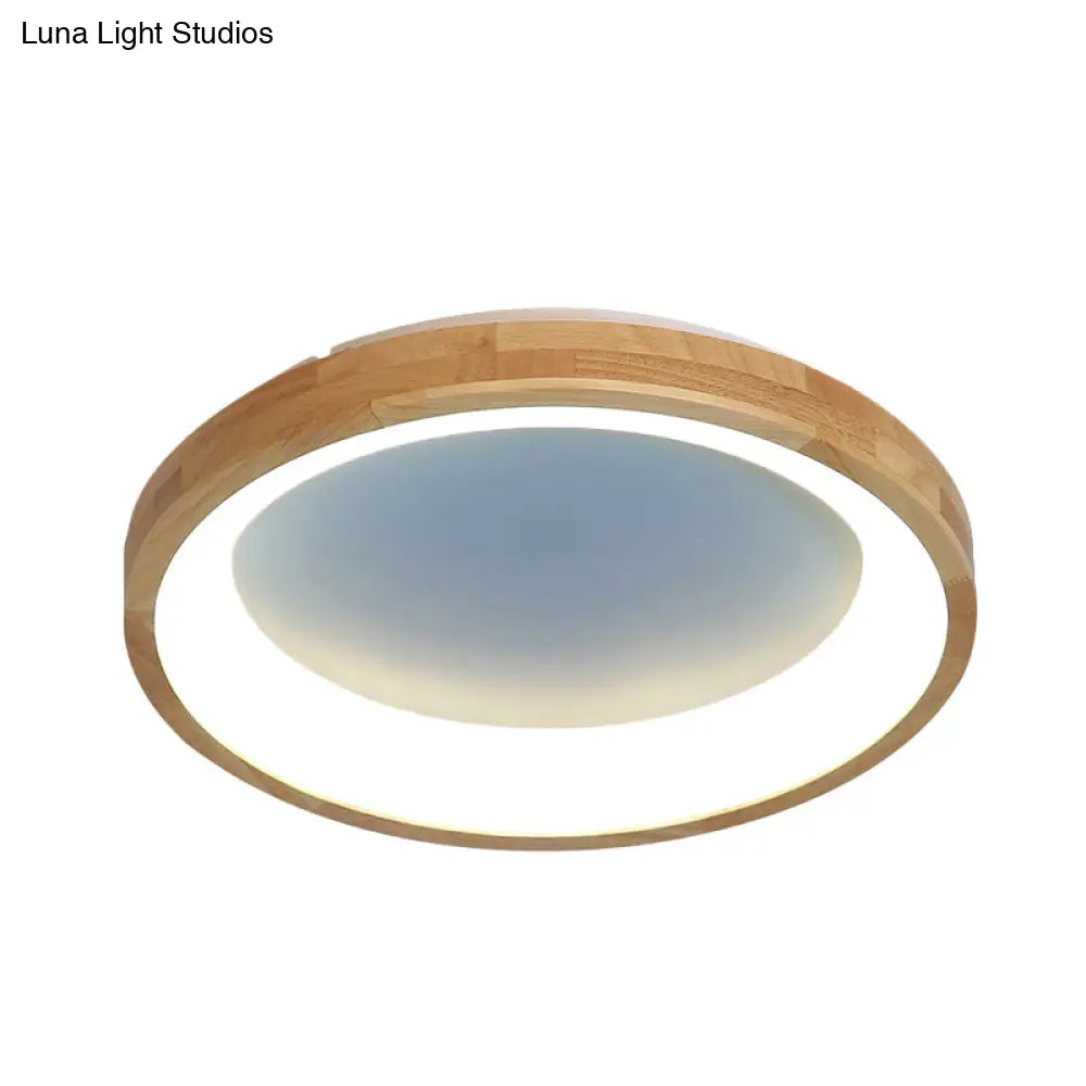 12’/16’/19.5’ Nordic Wood & Acrylic Circular Led Flush - Mount Light - Unique Hallway Ceiling