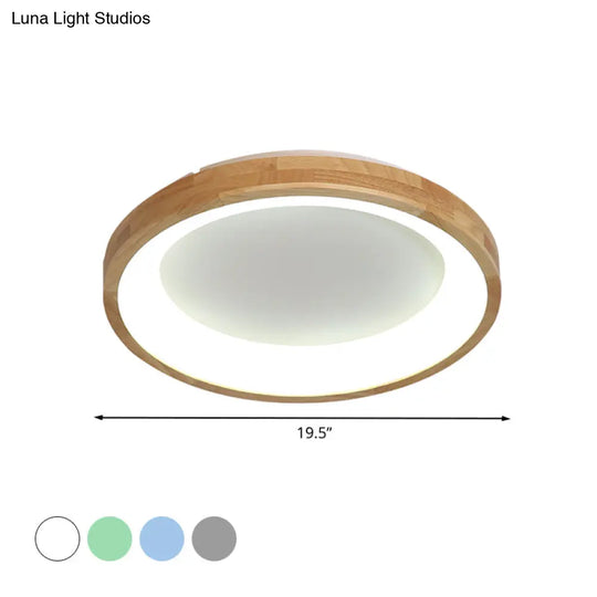 12’/16’/19.5’ Nordic Wood & Acrylic Circular Led Flush - Mount Light - Unique Hallway Ceiling