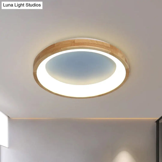 12/16/19.5 Nordic Wood & Acrylic Circular Led Flush-Mount Light - Unique Hallway Ceiling Fixture
