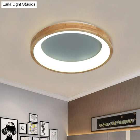 12/16/19.5 Nordic Wood & Acrylic Circular Led Flush-Mount Light - Unique Hallway Ceiling Fixture