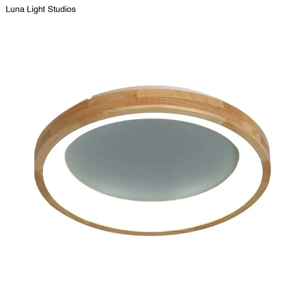 12’/16’/19.5’ Nordic Wood & Acrylic Circular Led Flush - Mount Light - Unique Hallway Ceiling