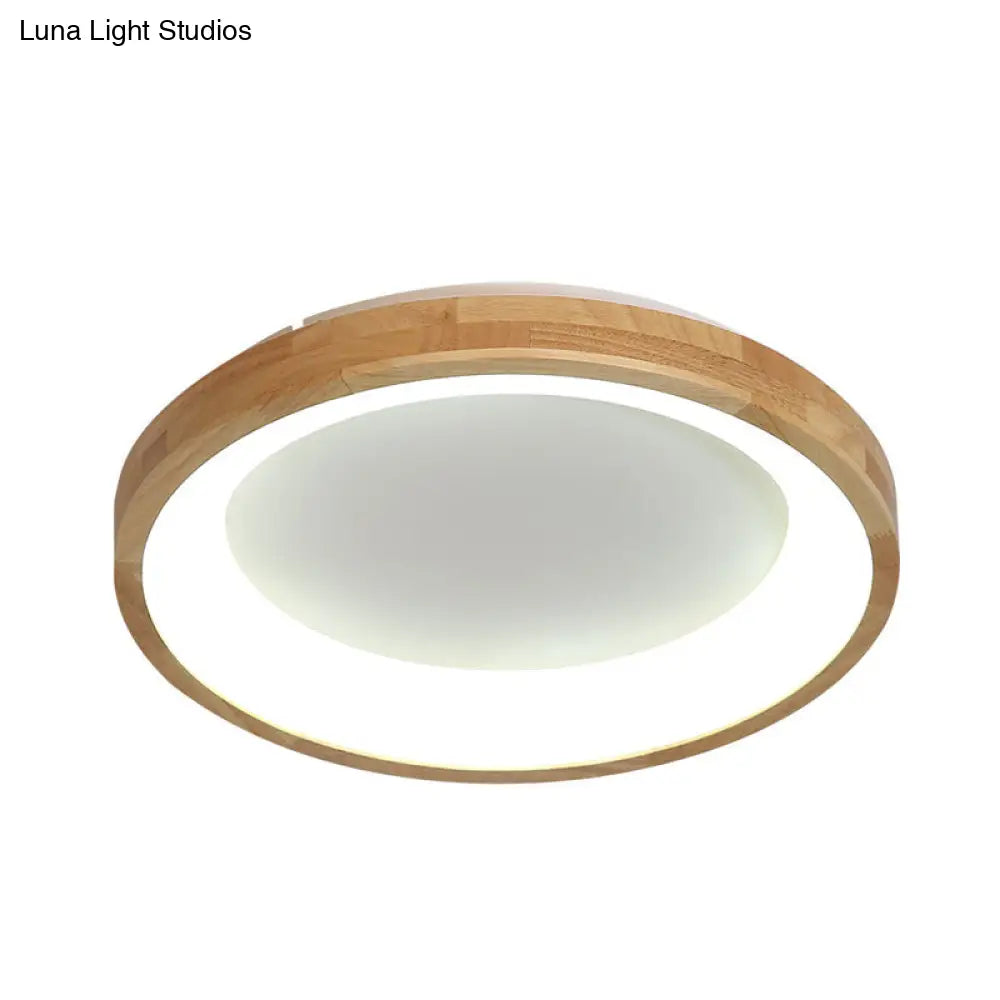 12/16/19.5 Nordic Wood & Acrylic Circular Led Flush-Mount Light - Unique Hallway Ceiling Fixture