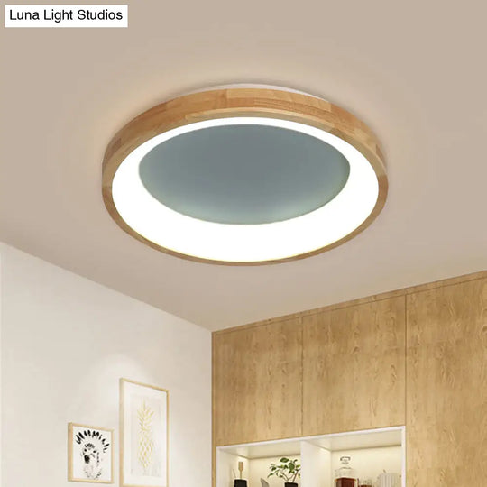 12/16/19.5 Nordic Wood & Acrylic Circular Led Flush-Mount Light - Unique Hallway Ceiling Fixture