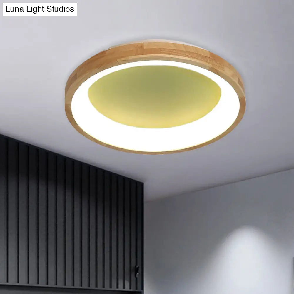 12/16/19.5 Nordic Wood & Acrylic Circular Led Flush-Mount Light - Unique Hallway Ceiling Fixture