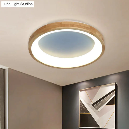 12/16/19.5 Nordic Wood & Acrylic Circular Led Flush-Mount Light - Unique Hallway Ceiling Fixture