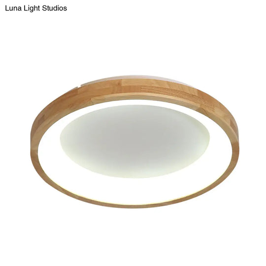 12’/16’/19.5’ Nordic Wood & Acrylic Circular Led Flush - Mount Light - Unique Hallway Ceiling