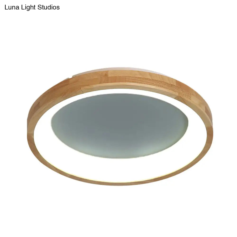 12/16/19.5 Nordic Wood & Acrylic Circular Led Flush-Mount Light - Unique Hallway Ceiling Fixture