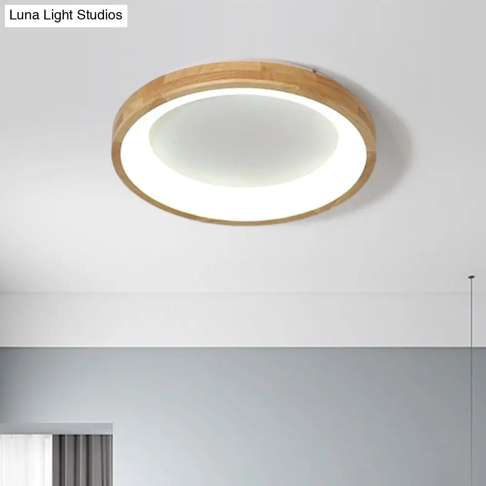 12/16/19.5 Nordic Wood & Acrylic Circular Led Flush-Mount Light - Unique Hallway Ceiling Fixture