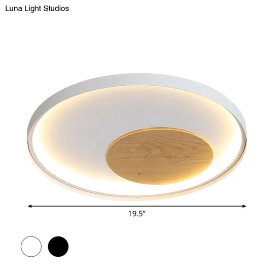 12’/16’/19.5’ Simple Led Ceiling Flush Mount Light Fixture - Black/White Circular Design With