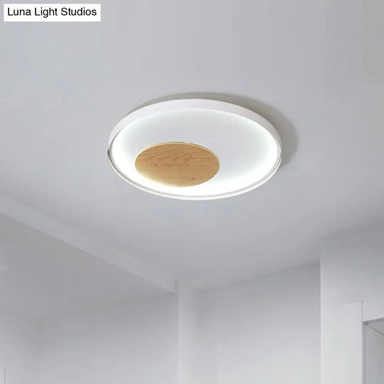 12/16/19.5 Simple Led Ceiling Flush Mount Light Fixture - Black/White Circular Design With Metallic