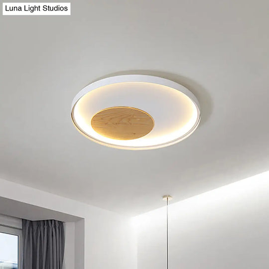 12/16/19.5 Simple Led Ceiling Flush Mount Light Fixture - Black/White Circular Design With Metallic