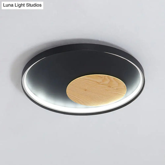 12’/16’/19.5’ Simple Led Ceiling Flush Mount Light Fixture - Black/White Circular Design With