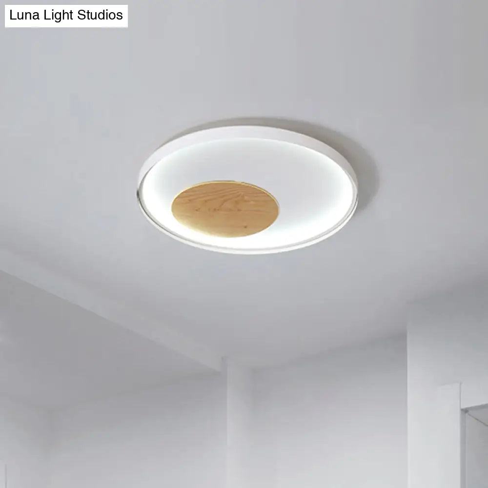 12’/16’/19.5’ Simple Led Ceiling Flush Mount Light Fixture - Black/White Circular Design With