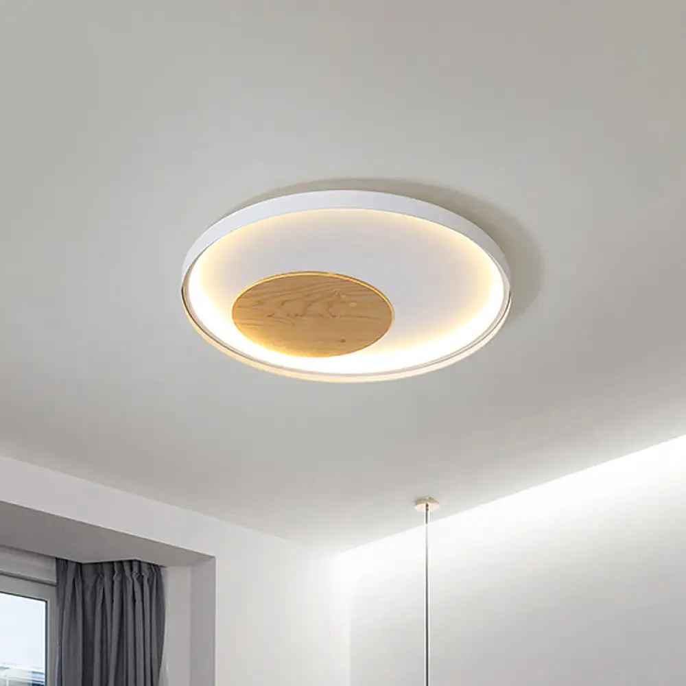 12’/16’/19.5’ Simple Led Ceiling Flush Mount Light Fixture - Black/White Circular Design With