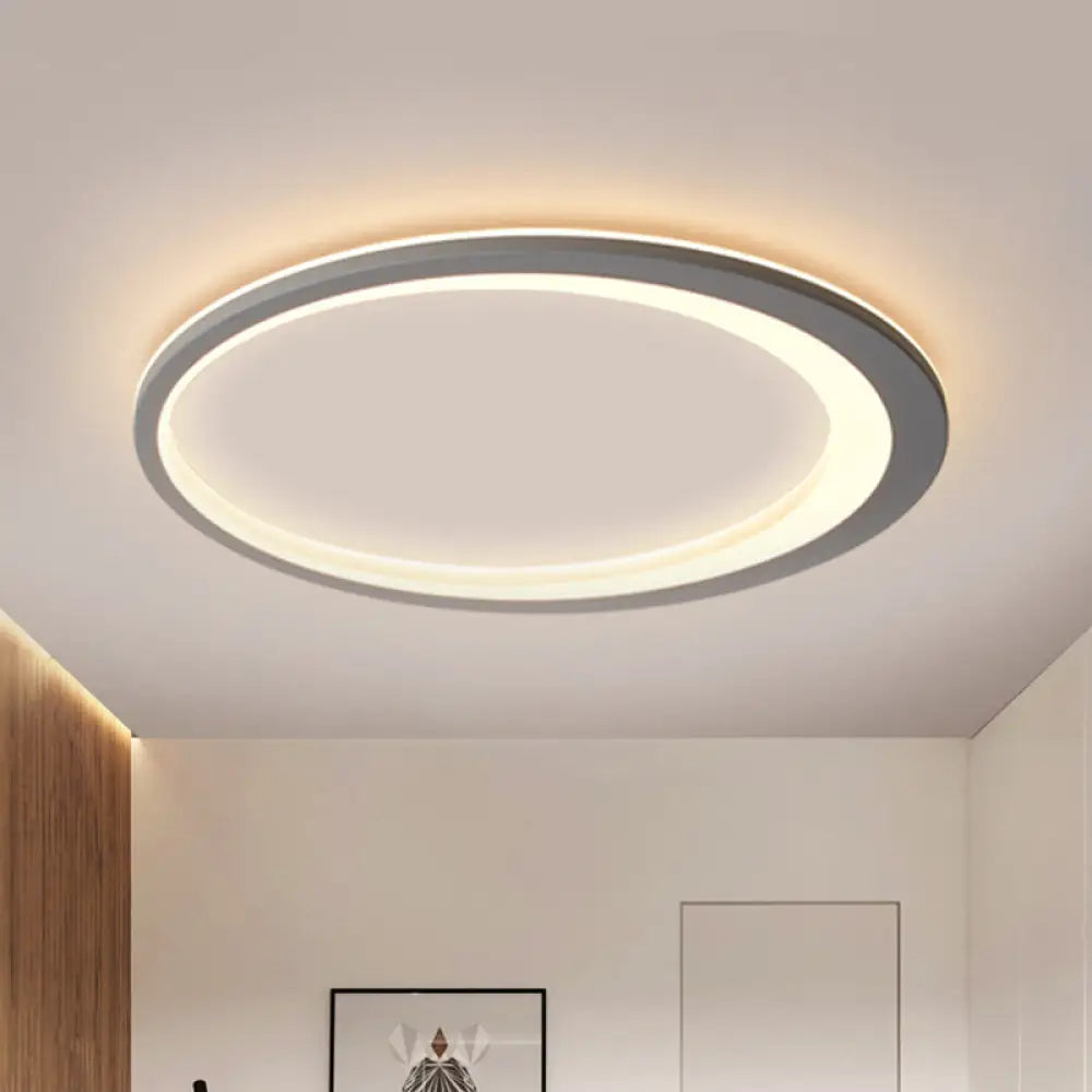 12’/16’/19.5’ W Grey Oval Ring Ceiling Light - Nordic Style Led Flush Mount Lamp In