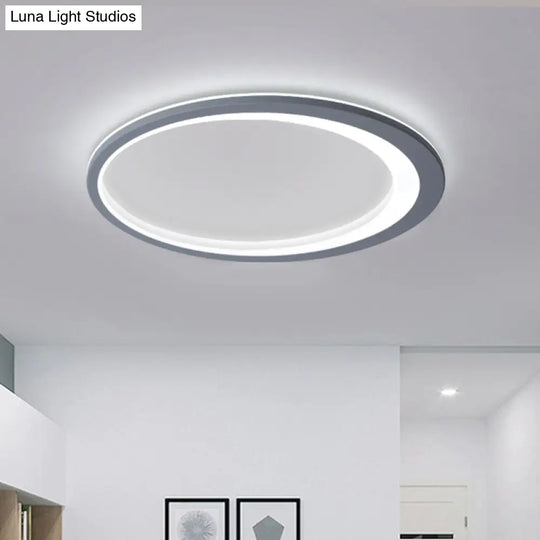 12/16/19.5 W Grey Oval Ring Ceiling Light - Nordic Style Led Flush Mount Lamp In Warm/White/3