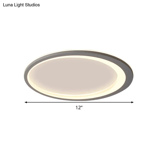 12’/16’/19.5’ W Grey Oval Ring Ceiling Light - Nordic Style Led Flush Mount Lamp In