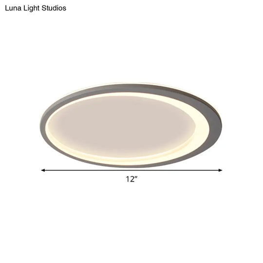 12/16/19.5 W Grey Oval Ring Ceiling Light - Nordic Style Led Flush Mount Lamp In Warm/White/3