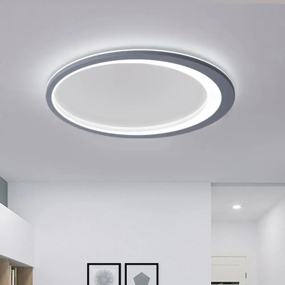 12’/16’/19.5’ W Grey Oval Ring Ceiling Light - Nordic Style Led Flush Mount Lamp In