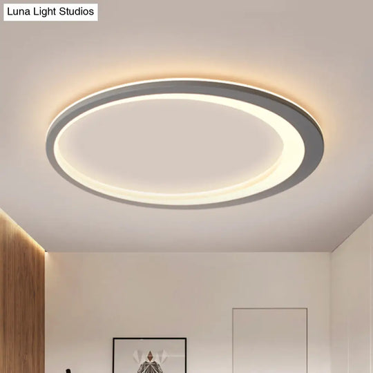 12/16/19.5 W Grey Oval Ring Ceiling Light - Nordic Style Led Flush Mount Lamp In Warm/White/3