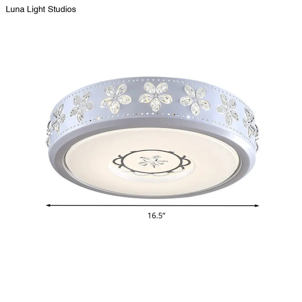 12/16.5/20.5 White Flower Flush Mount Acrylic Led Living Room Light In White/3 Color Options/Fourth