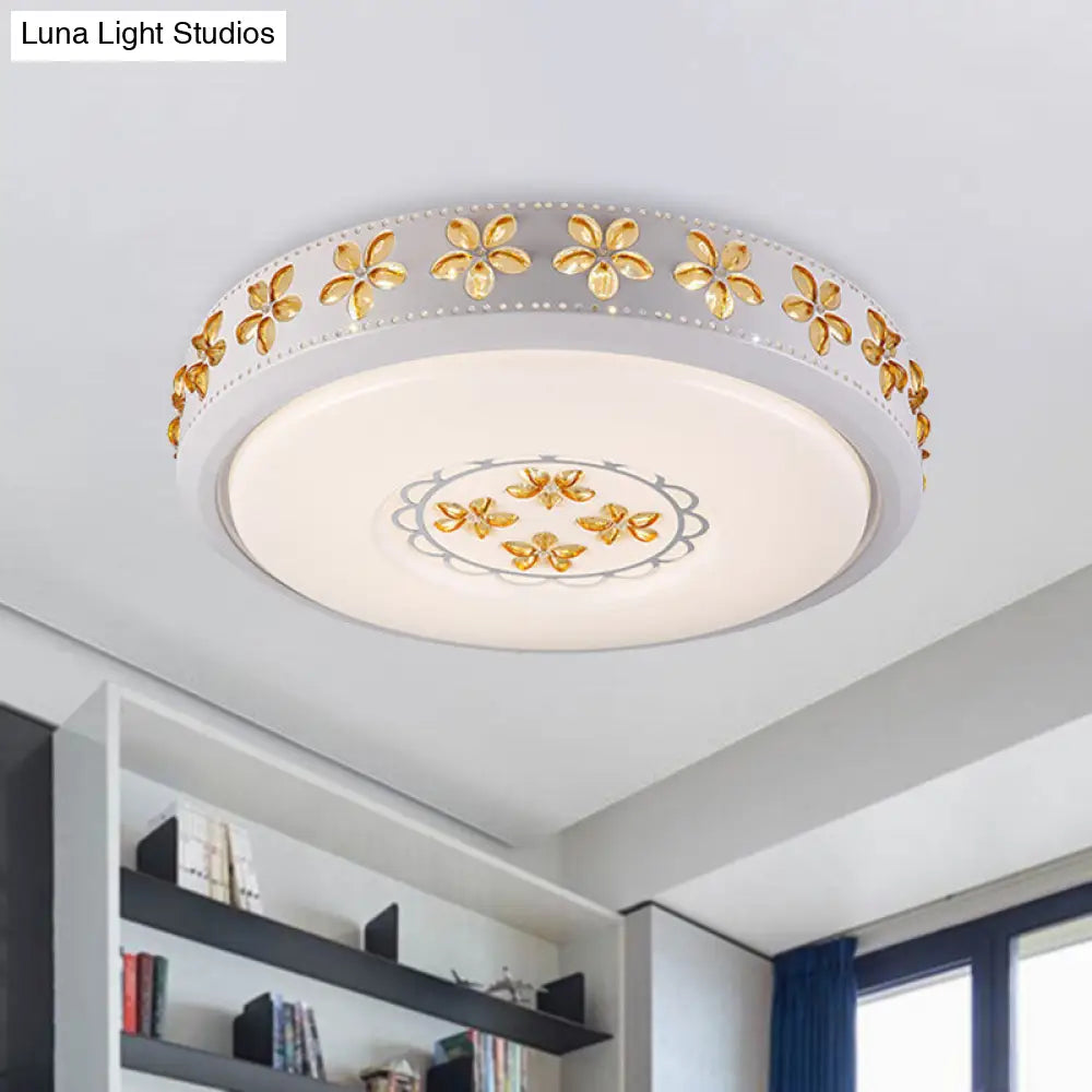 12/16.5/20.5 White Flower Flush Mount Acrylic Led Living Room Light In White/3 Color Options/Fourth