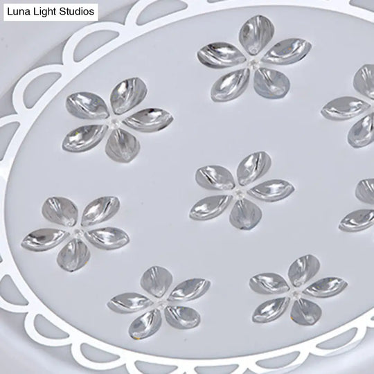12’/16.5’/20.5’ White Flower Flush Mount Acrylic Led Living Room Light In White/3 Color