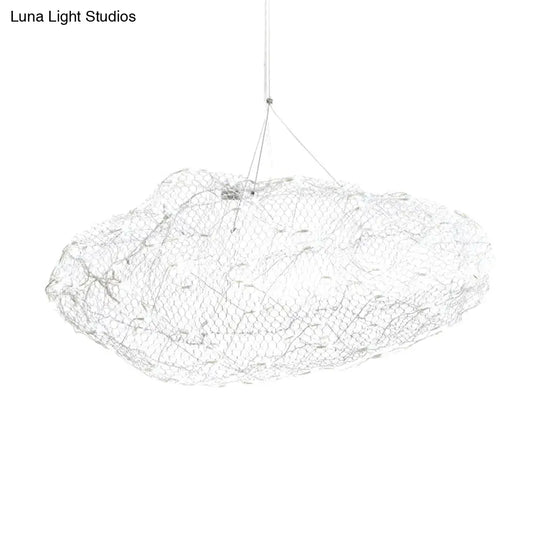 12/16 Cloud Shaped Led Chandelier Light With Modernist Chrome Finish And Warm/White - Stylish Mesh