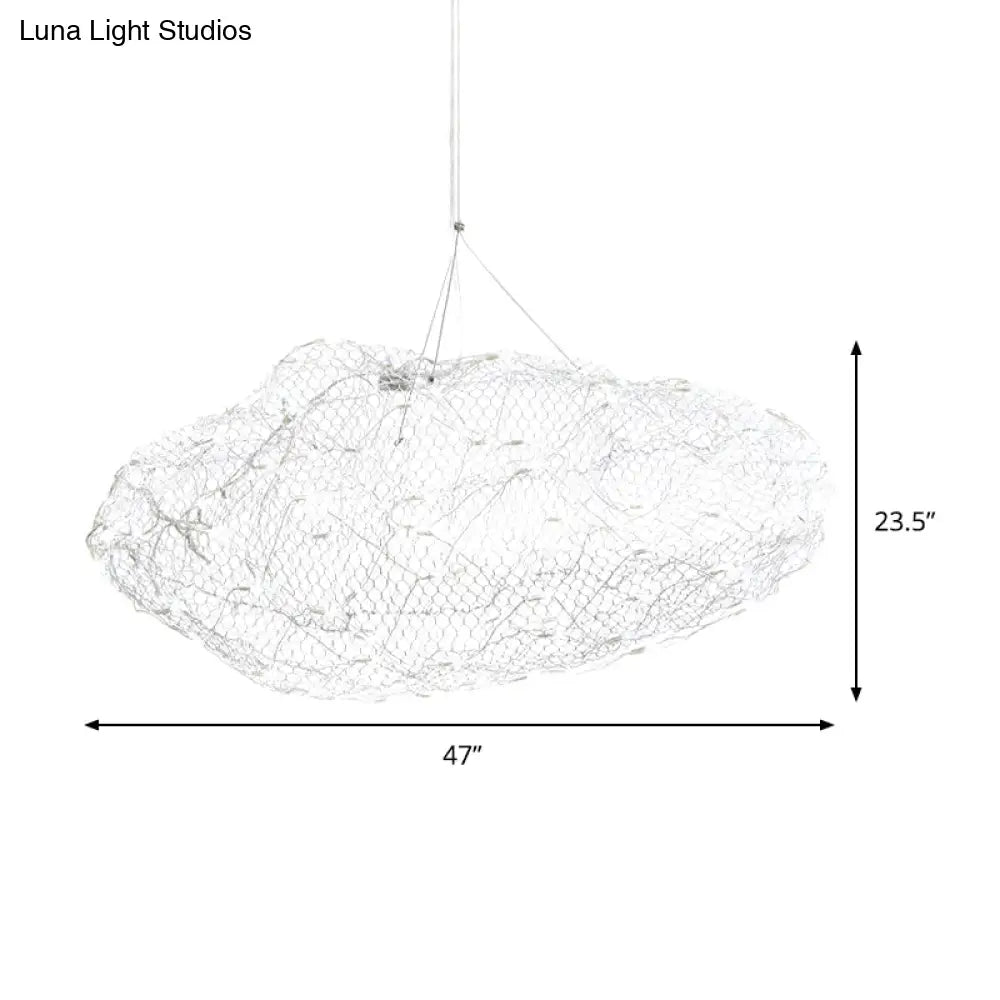 12/16 Cloud Shaped Led Chandelier Light With Modernist Chrome Finish And Warm/White - Stylish Mesh