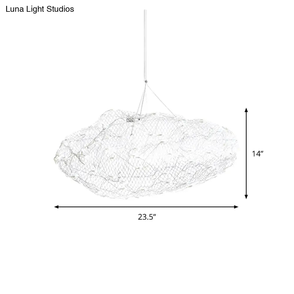 12/16 Cloud Shaped Led Chandelier Light With Modernist Chrome Finish And Warm/White - Stylish Mesh