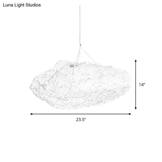 12/16 Cloud Shaped Led Chandelier Light With Modernist Chrome Finish And Warm/White - Stylish Mesh