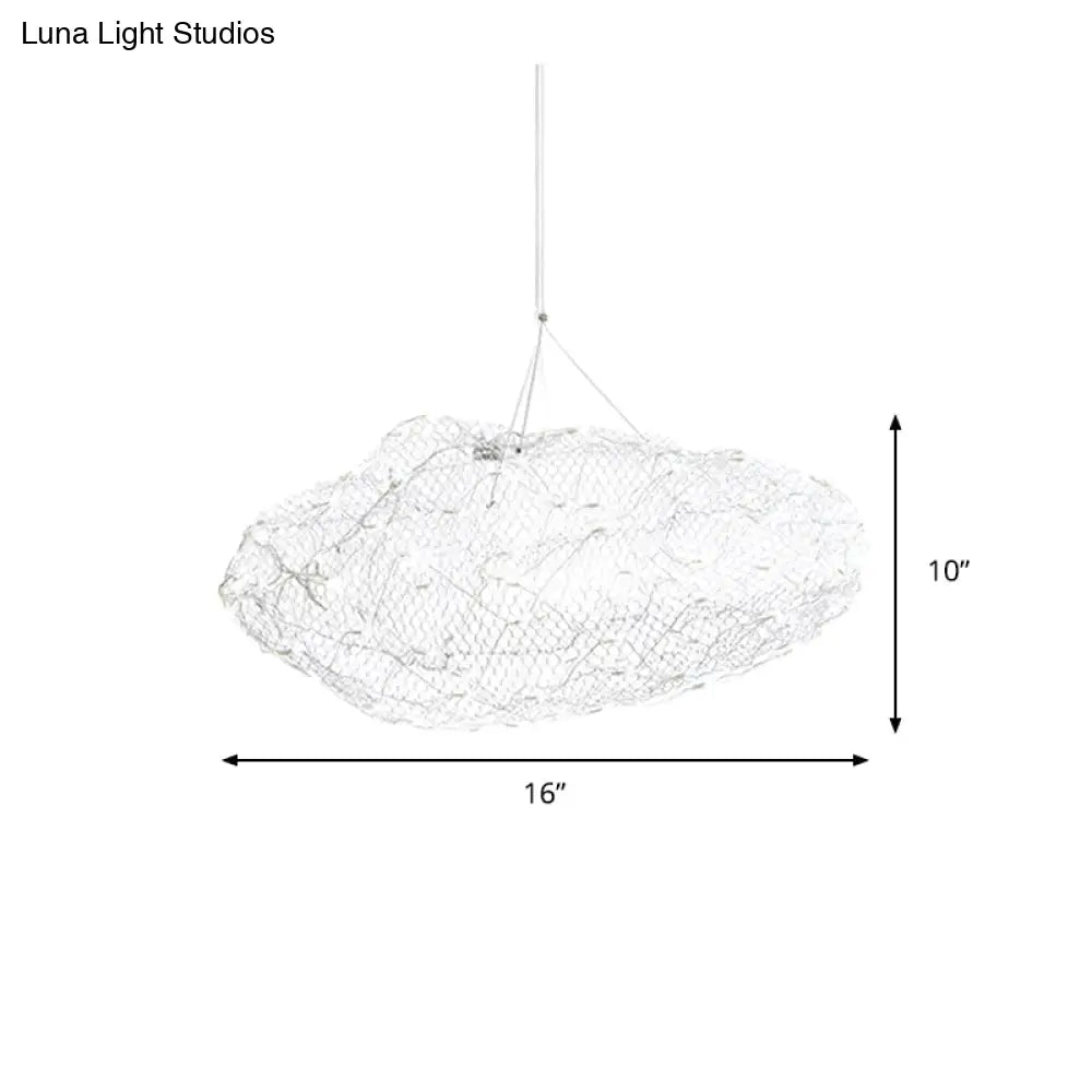 12/16 Cloud Shaped Led Chandelier Light With Modernist Chrome Finish And Warm/White - Stylish Mesh